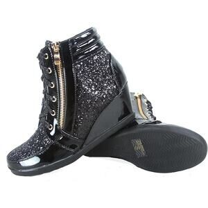 Forever Link Women's Black Glitter High Top Fashion Shoes - Size 7.5 (Peggy-44)